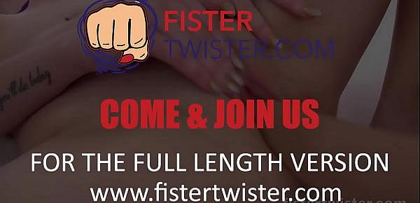  Fistertwister - Double Blond Pussy Stretching